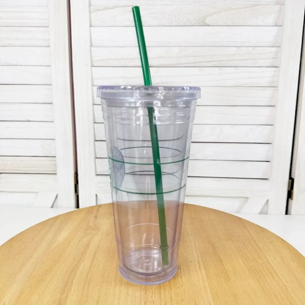 Starbucks Clear Reusable Cold Cup Tumbler Green Logo‎ Acrylic 20oz Venti